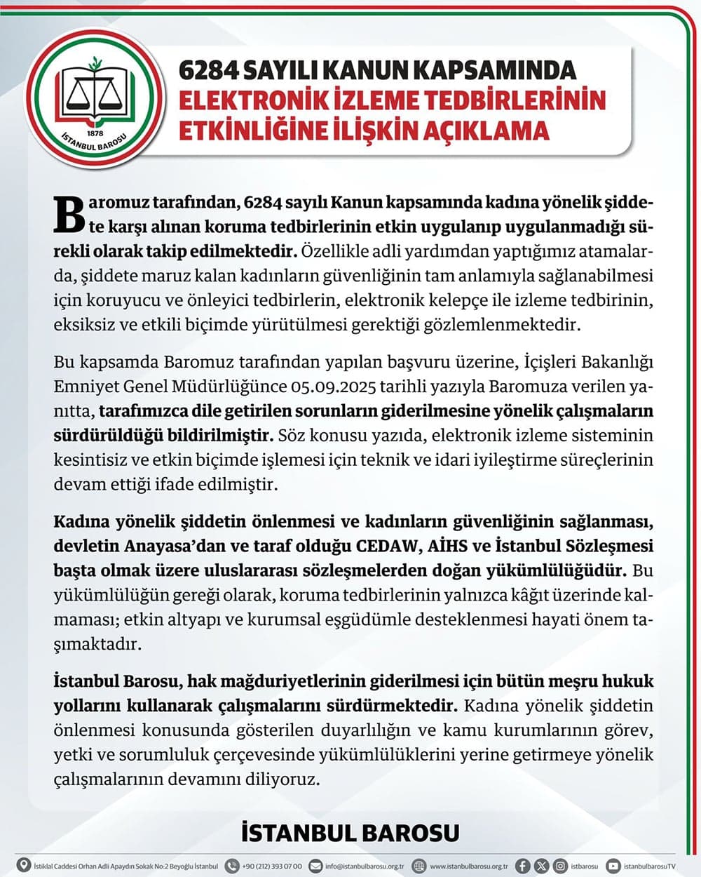 6284 Sayılı Kanun Kapsamında Elektronik İzleme Tedbirlerinin Etkinliğine İlişkin Açıklama
