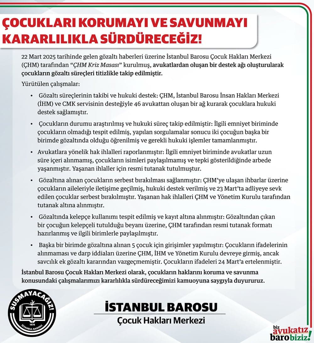 Çocukları Korumayı ve Savunmayı Kararlılıkla Sürdüreceğiz!