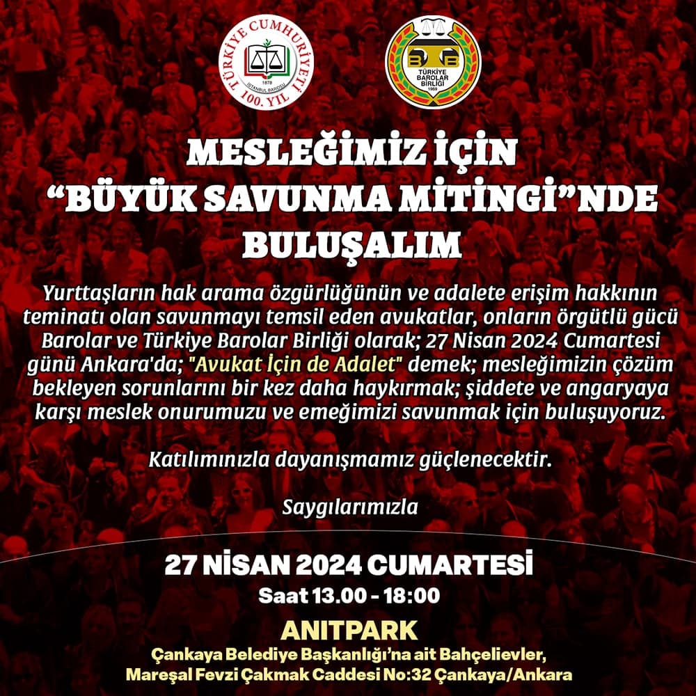 Mesleğimiz İçin "Büyük Savunma Mitingi"nde Buluşalım