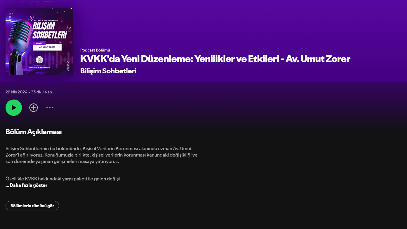 Bilişim Sohbetleri Bölüm #2 Av. Umut Zorer ile KVKK'da Yeni Düzenleme
