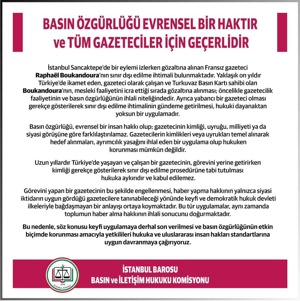 Basın Özgürlüğü Evrensel Bir Haktır ve Tüm Gazeteciler İçin Geçerlidir