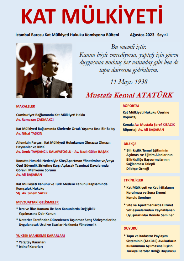 Kat Mülkiyeti Bülteni 1. Sayısı