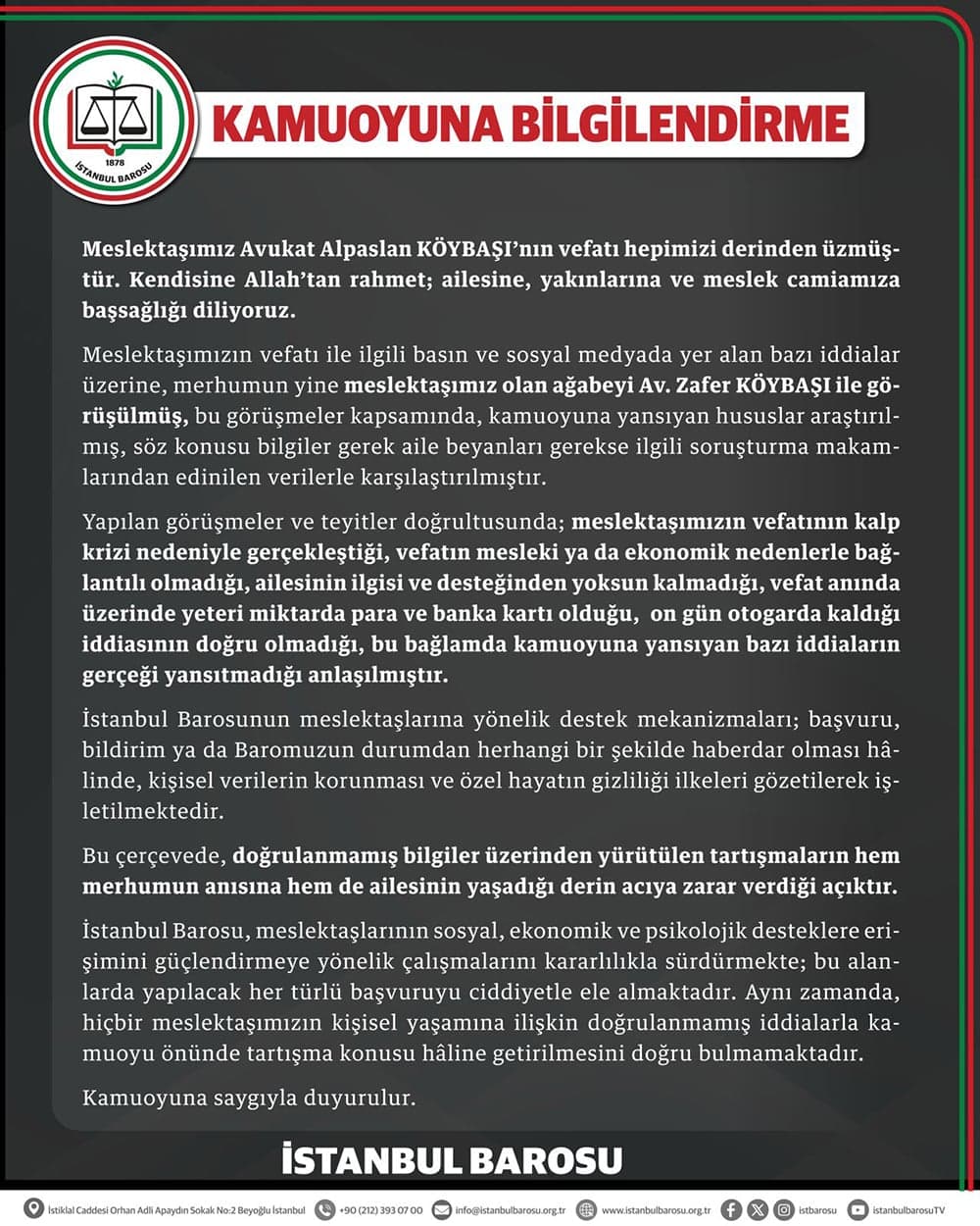 Kamuoyuna Bilgilendirme