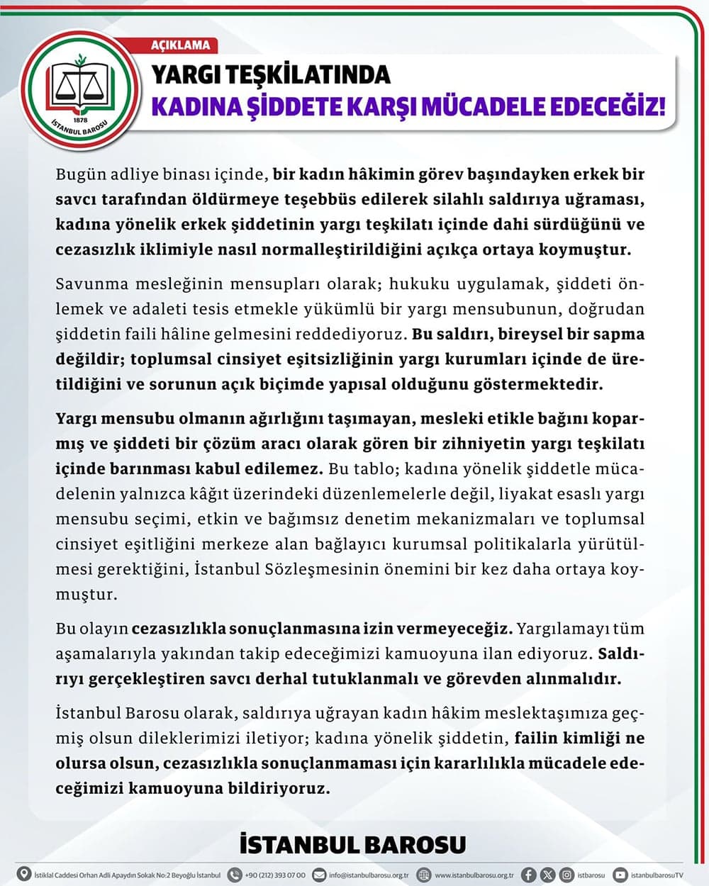 Yargı Teşkilatında Kadına Şiddete Karşı Mücadele Edeceğiz