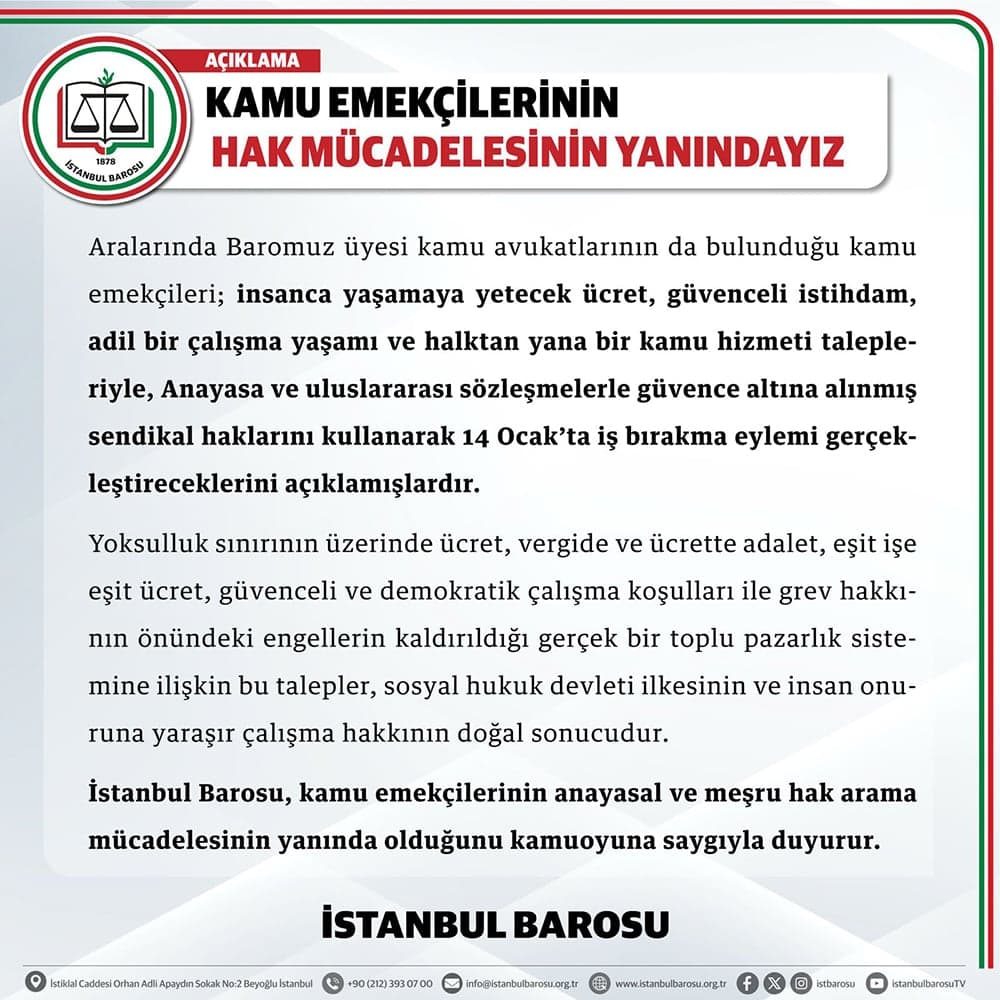 Kamu Emekçilerinin Hak Mücadelesinin Yanındayız