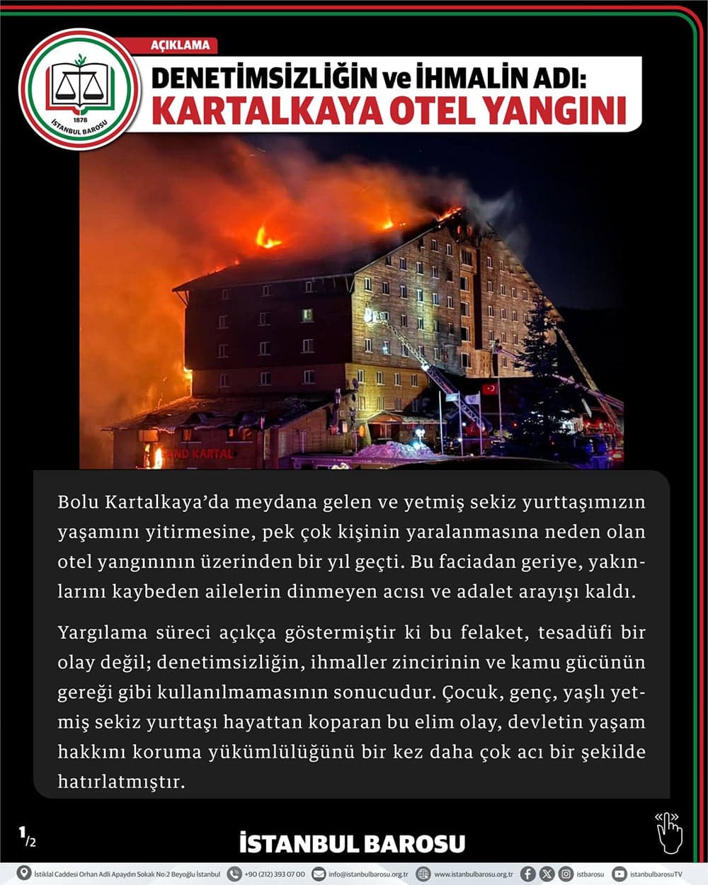 Denetimsizliğin ve İhmalin Adı: Kartalkaya Otel Yangını