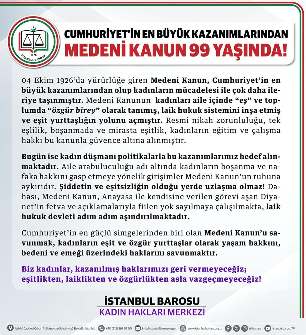 Cumhuriyet’in En Büyük Kazanımlarından: Medeni Kanun 99 Yaşında!