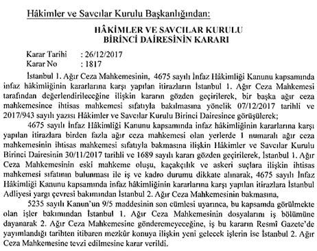 İnfaz Hakimliği Kararlarına, İstanbul 2 No’lu Ağır Ceza Mahkemesinde İtiraz Edilecek