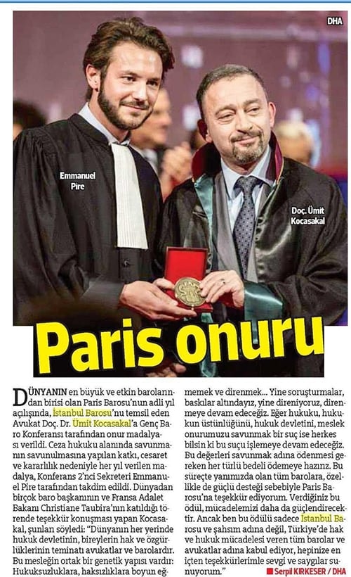 İstanbul Barosu’Na Ve Başkanı Ümit Kocasakal’A Paris Barosu'ndan Madalya 

 - 4