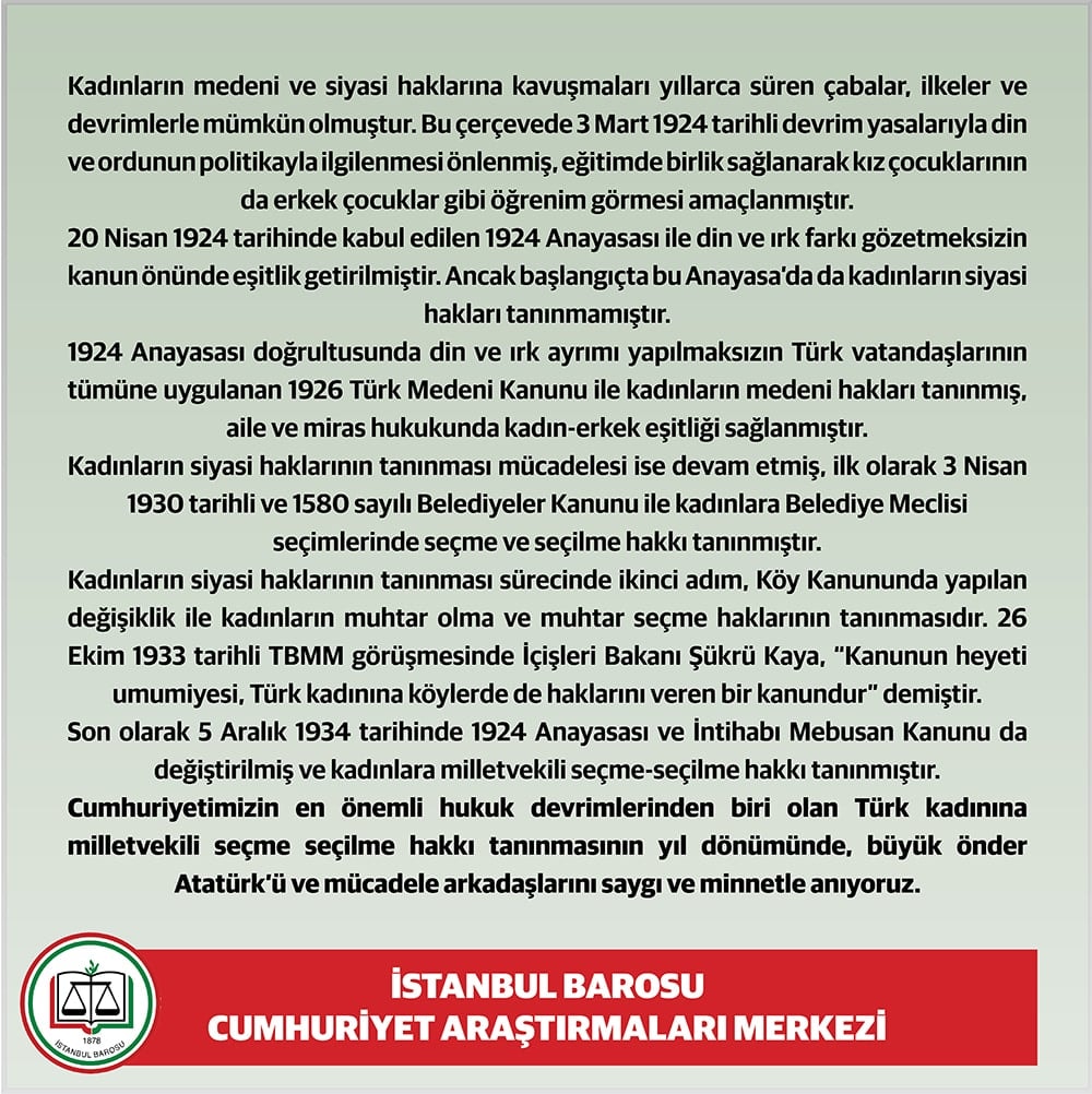 Türk Kadınının Medeni ve Siyasi Haklarının Tanınması - 1