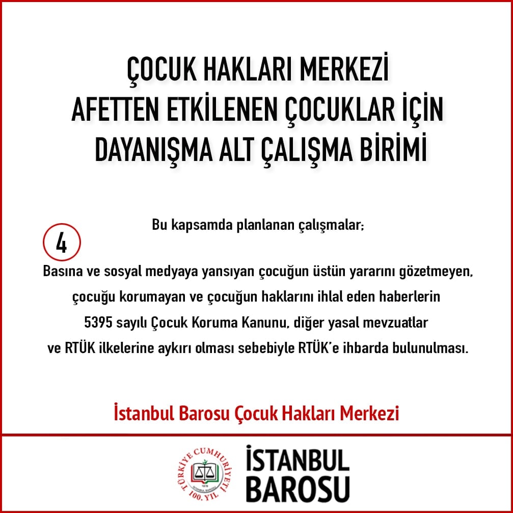 Çocuk Hakları Merkezi Afetten Etkilenen Çocuklar İçin Dayanışma Alt Çalışma Birimi Kuruldu - 5