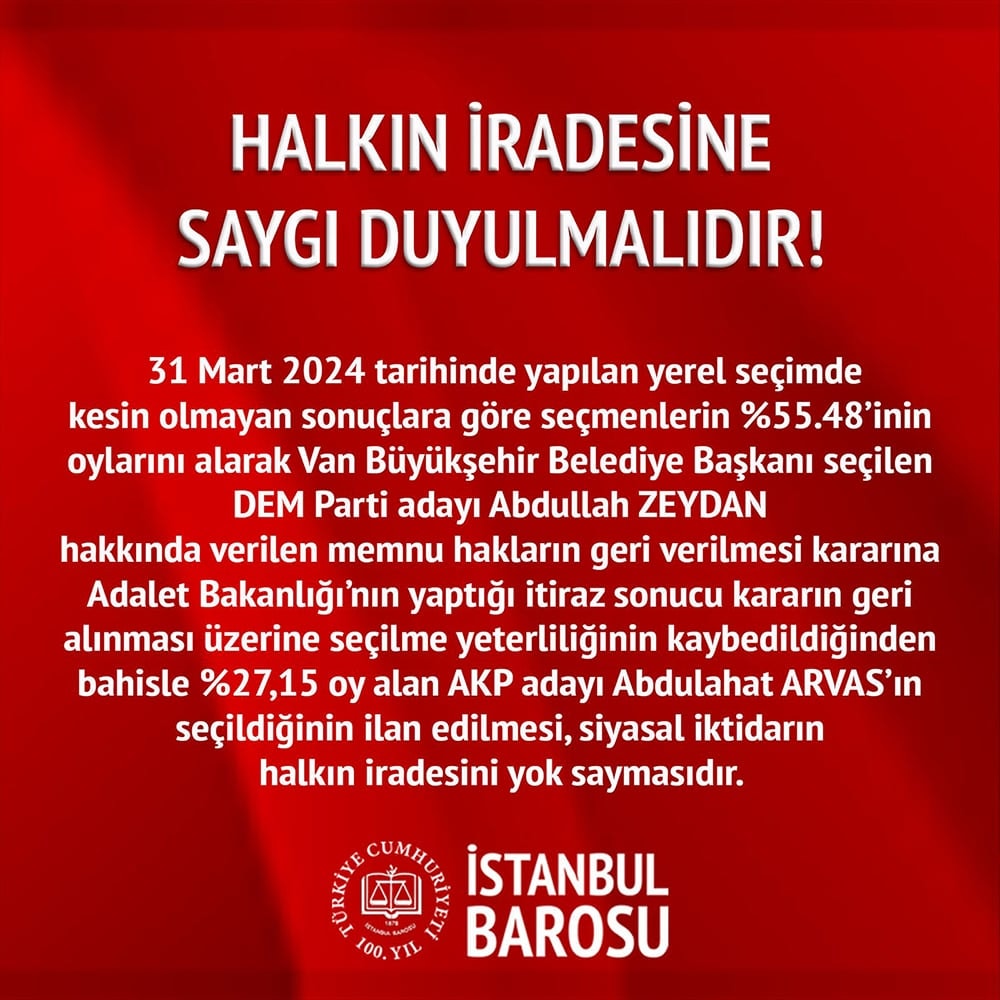 Halkın İradesine Saygı Duyulmalıdır