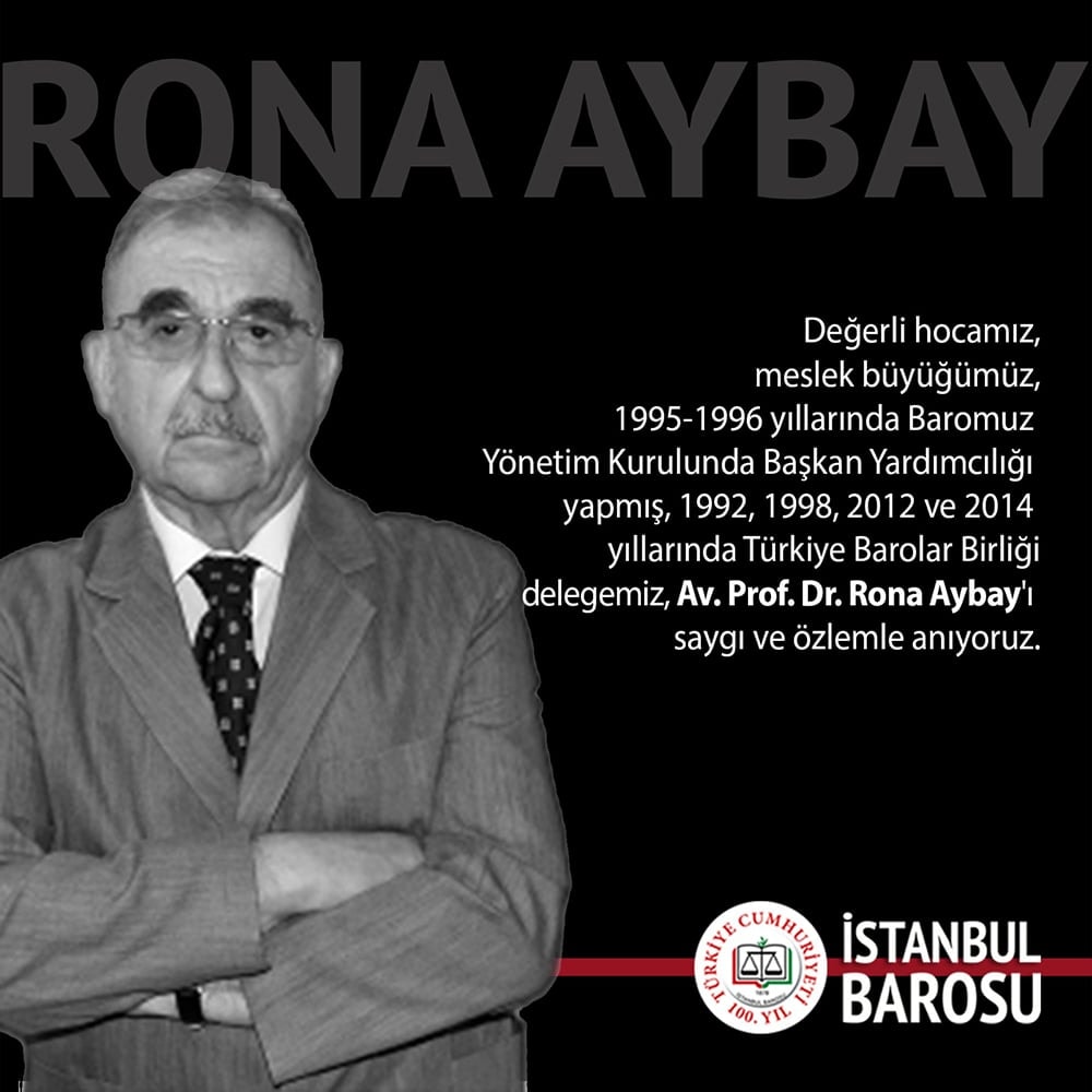 Av. Prof. Dr. Rona Aybay’ı Saygı ve Özlemle Anıyoruz