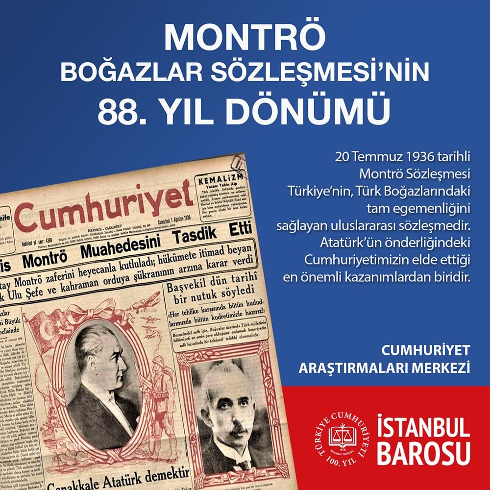Montrö Boğazlar Sözleşmesinin 88. Yıl Dönümü