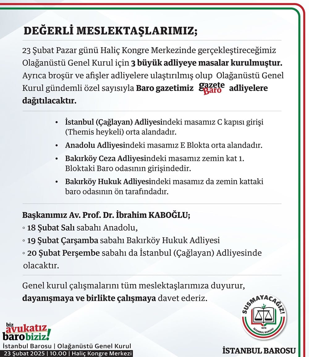 Olağanüstü Genel Kurul’a Doğru Meslektaşlarımıza Çağrı