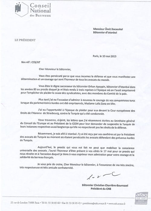 Fransız Barolarından İstanbul Barosu’Na Tam Destek

 - 1