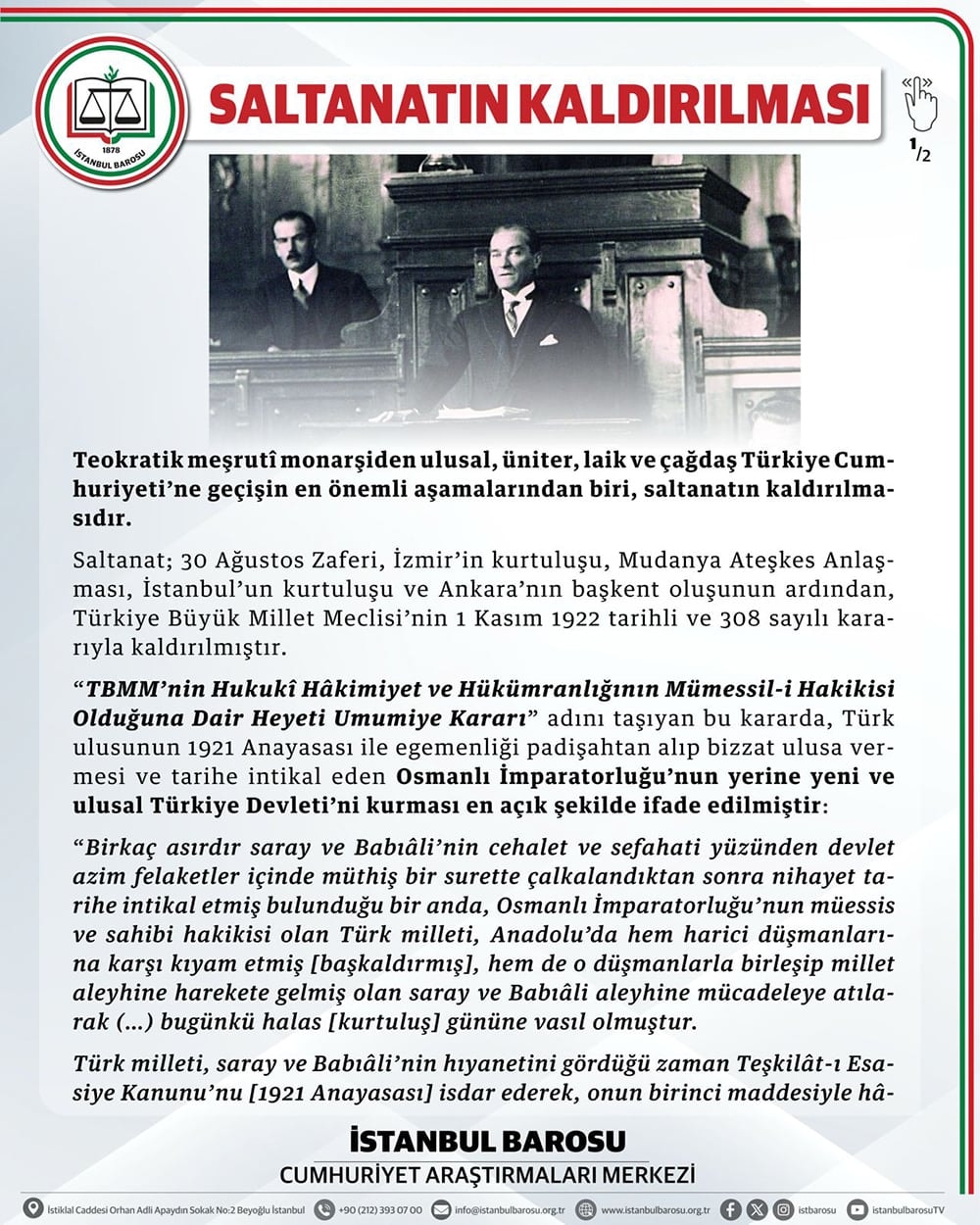 Saltanatın Kaldırılması - 1