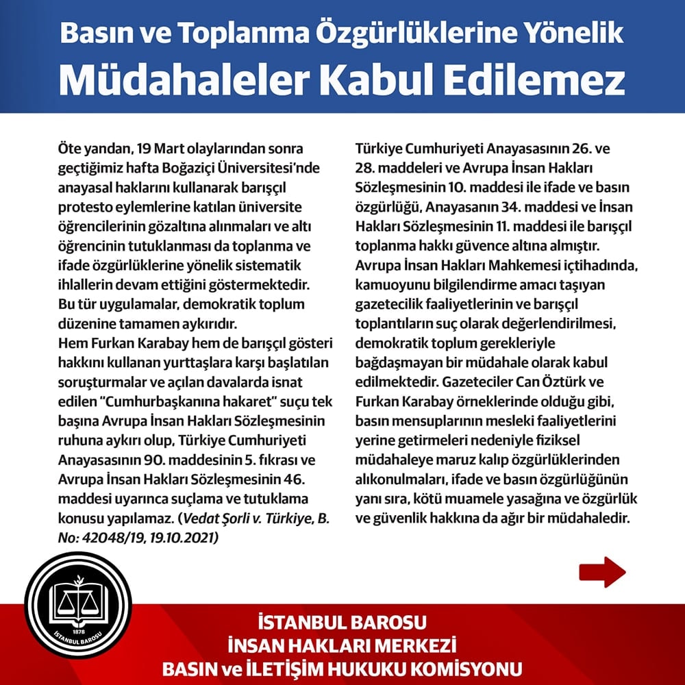 Basın ve Toplanma Özgürlüklerine Yönelik Müdahaleler Kabul Edilemez - 2