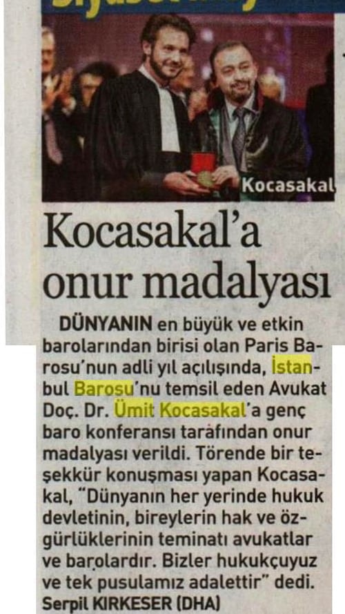 İstanbul Barosu’Na Ve Başkanı Ümit Kocasakal’A Paris Barosu'ndan Madalya 

 - 3