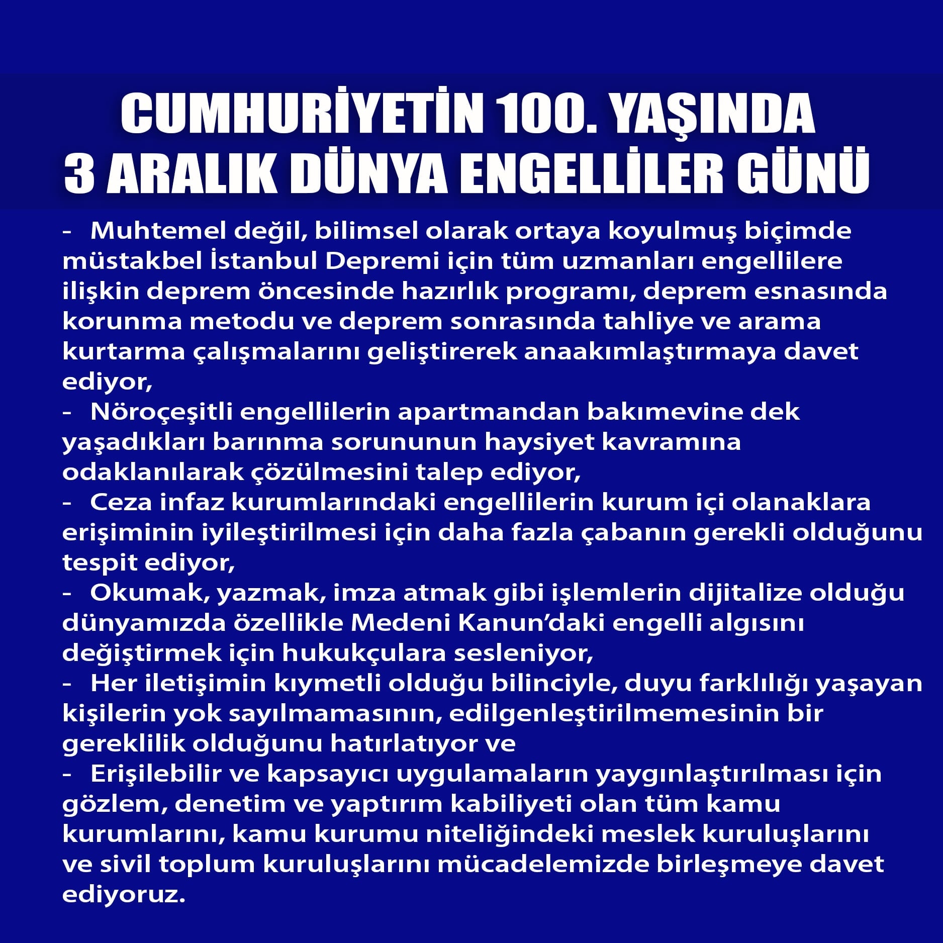 Cumhuriyetin 100. Yaşında 3 Aralık Dünya Engelliler Günü - 3