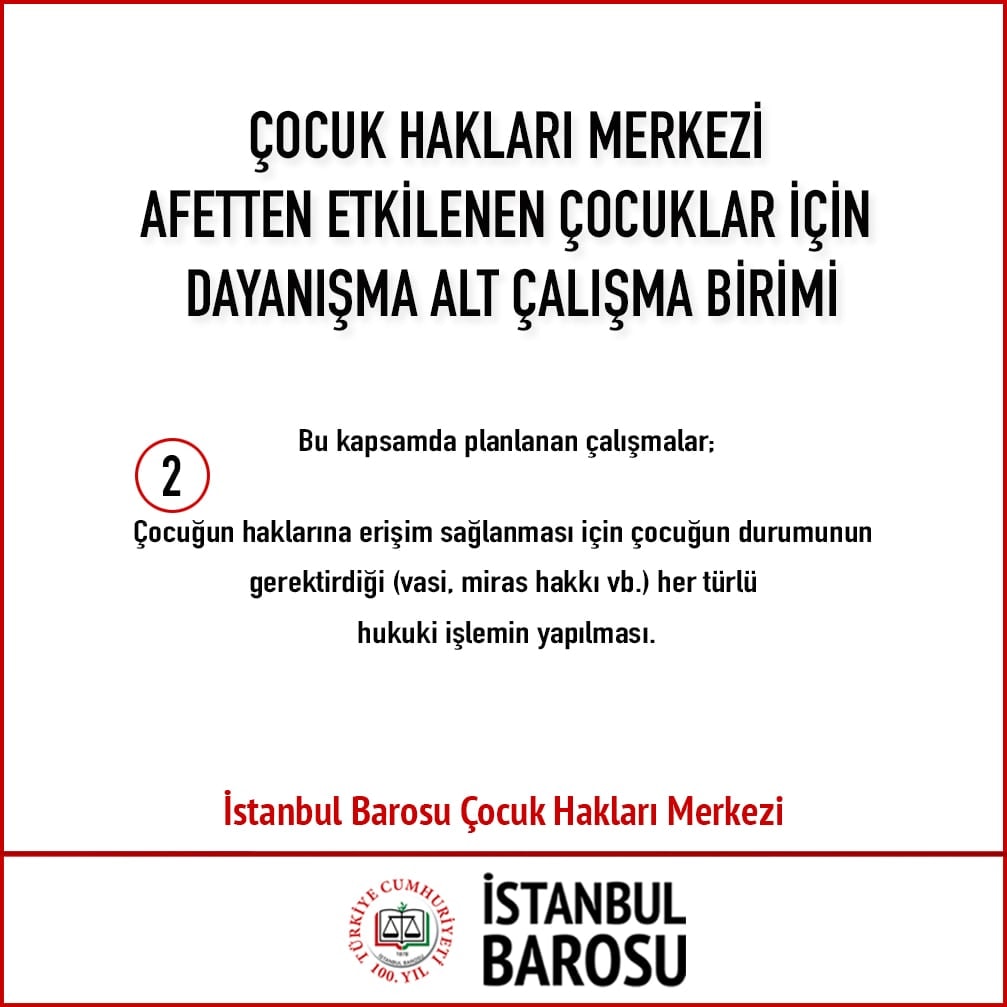 Çocuk Hakları Merkezi Afetten Etkilenen Çocuklar İçin Dayanışma Alt Çalışma Birimi Kuruldu - 3