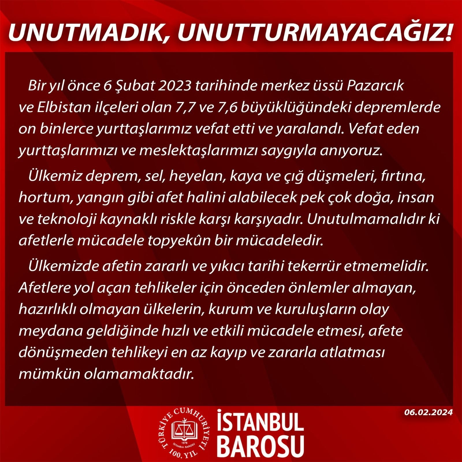 UNUTMADIK, UNUTTURMAYACAĞIZ… - 1