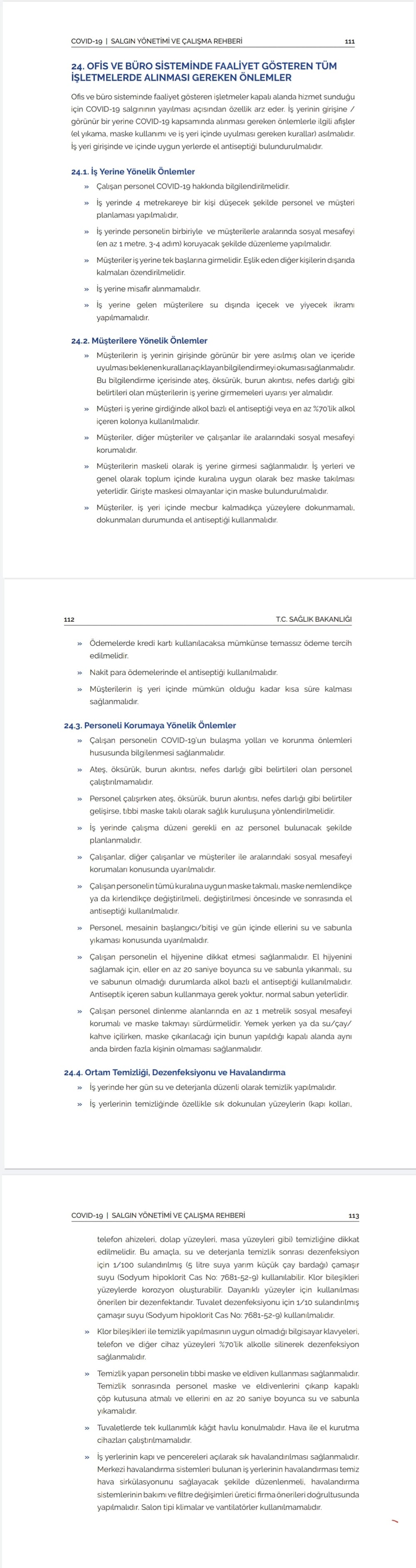 Ofis ve Büro Sisteminde Faaliyet Gösteren Tüm İşletmelerde Alınması Gereken Önlemler