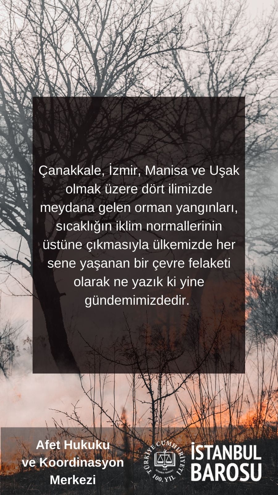 Orman Yangınlarının Önlenmesi İçin Devletin Önlemler Alması, Yurttaşlarımızın Bilinçlenmesi Sağlanmalıdır!