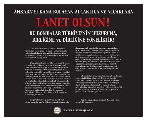 Ankara'yı Kana Bulayan Alçaklığa Ve Alçaklara Lanet Olsun!