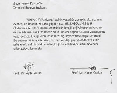 Yüzüncü Yıl Üniversitesinden İstanbul Barosuna Teşekkür - 2