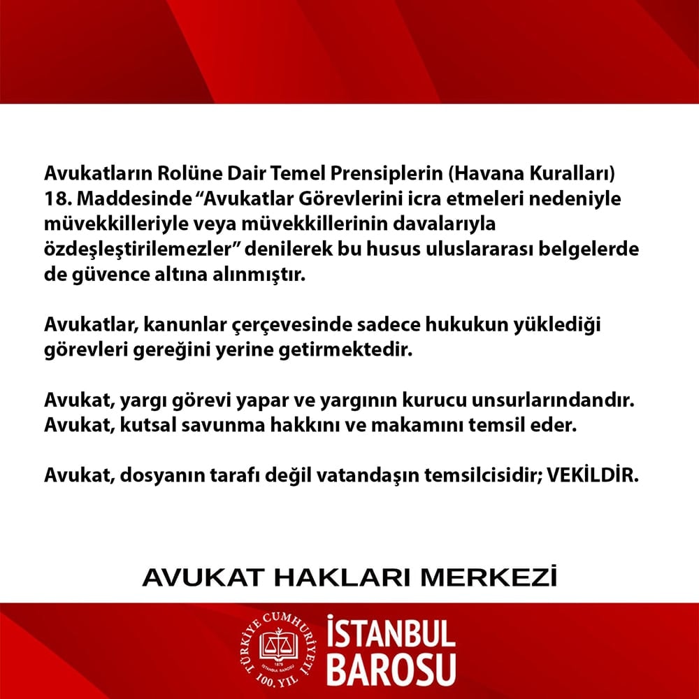 Avukat, dosyanın tarafı değil vatandaşın temsilcisidir; VEKİLDİR. Meslektaşımıza yapılan saldırıyı LANETLİYORUZ. - 2