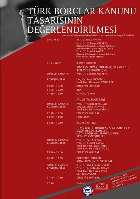 Türk Borçlar Kanunu Tasarısının Değerlendirilmesi" Konferansı