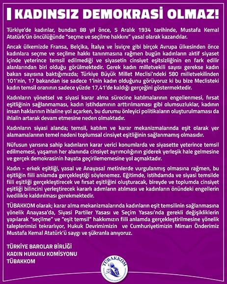 Kadınsız Demokrasi Olmaz!