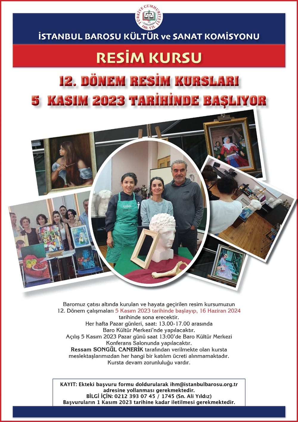 12. Dönem Resim Kursları 5 Kasım 2023 Tarihinde Başlıyor