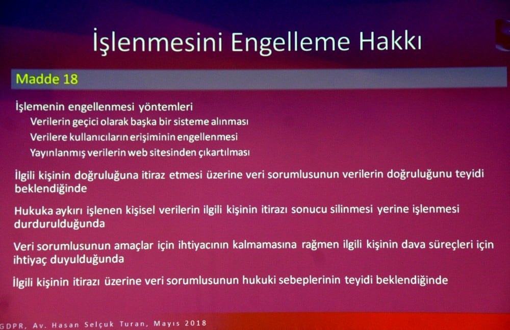 Avrupa Genel Veri Koruma Tüzüğü ve KVKK - 71