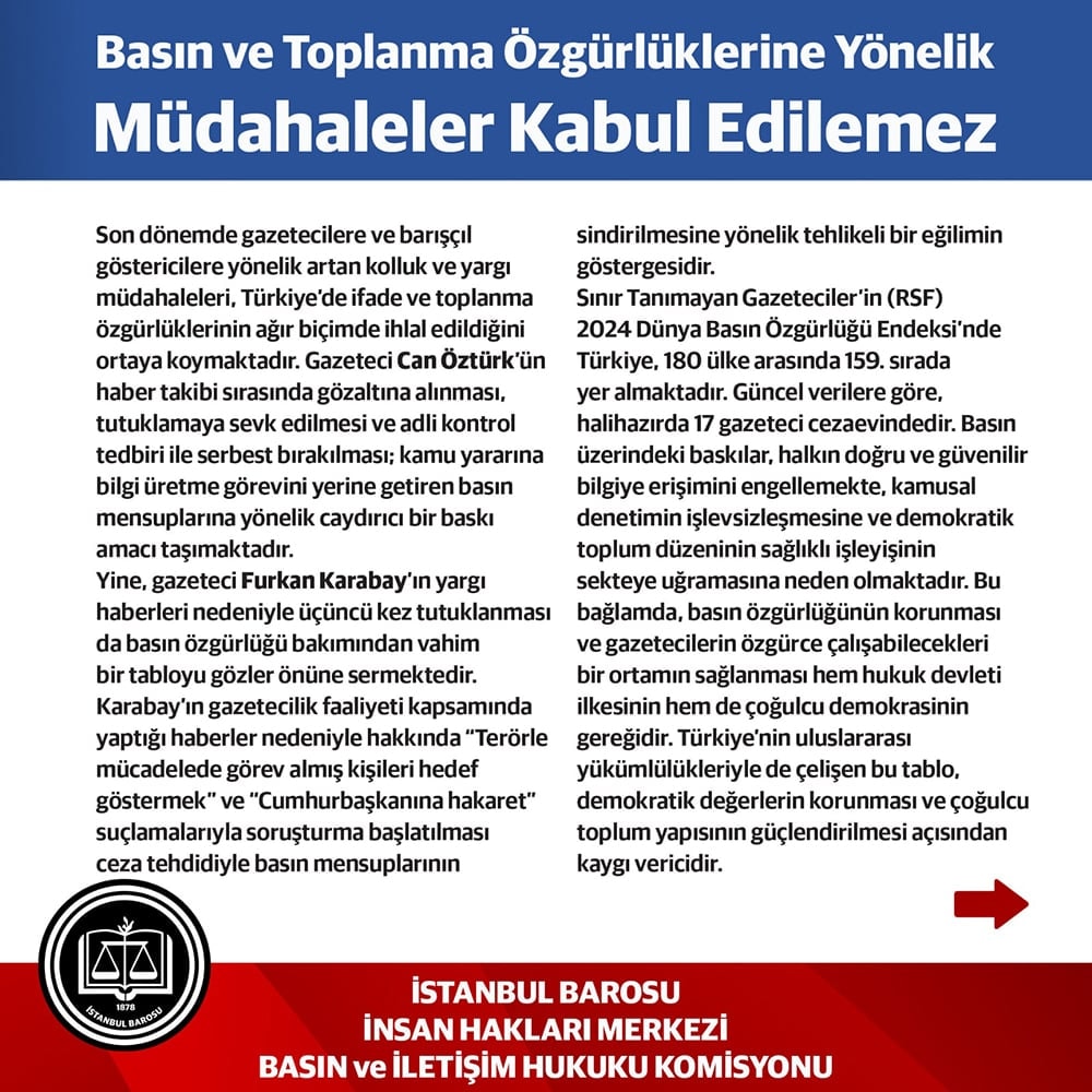 Basın ve Toplanma Özgürlüklerine Yönelik Müdahaleler Kabul Edilemez