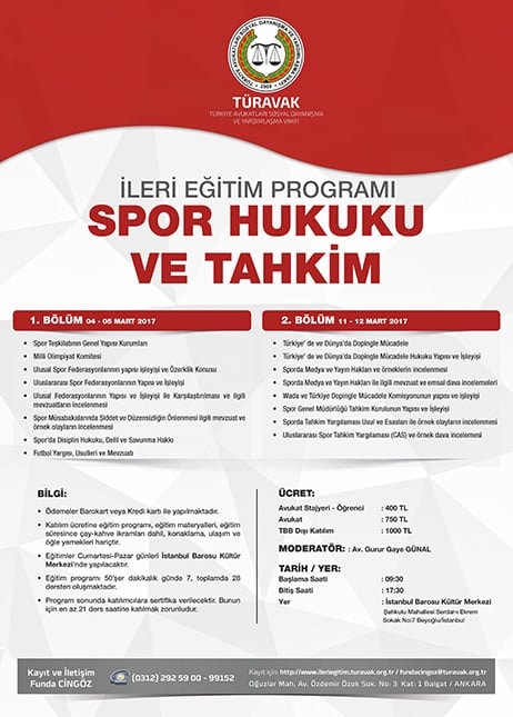 TÜRAVAK - Spor Hukuku ve  Tahkim Konulu İleri Eğitim Programı