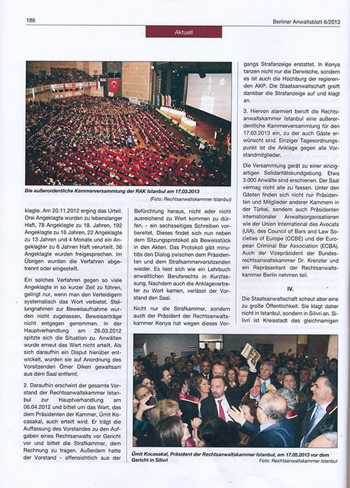 Berlin Barosu Bülteninde “Türkiye’De Avukatlık”

 - 4