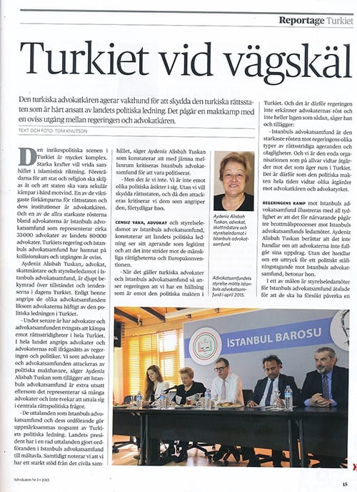 İstanbul Barosu İsveç Barosu Advokaten Dergisi’Nde
 - 1