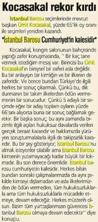 Ümit Kocasakal İstanbul Barosu Başkanlığına Yeniden Seçildi 

 - 437