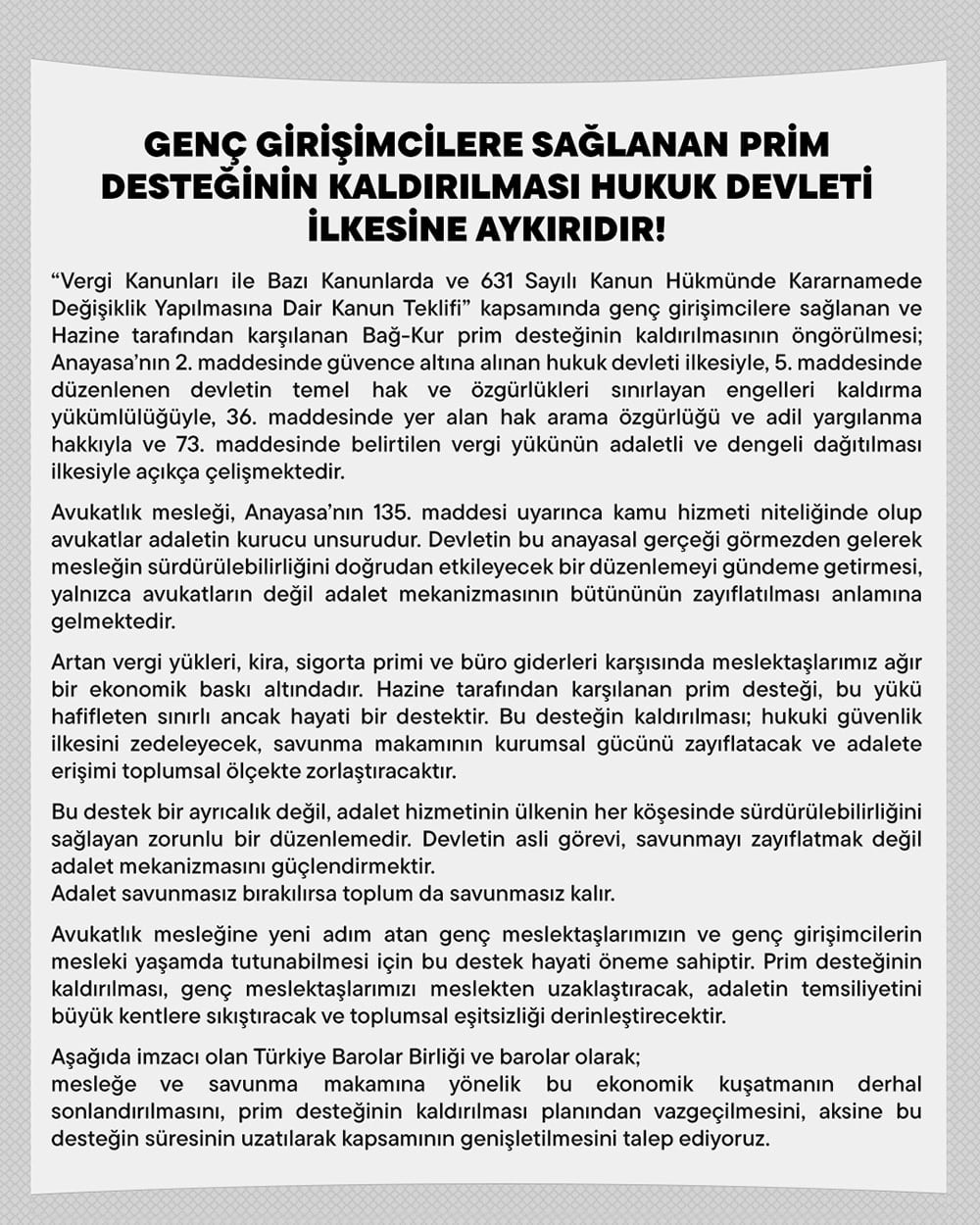 Genç Girişimcilere Sağlanan Prim Desteğinin Kaldırılması Hukuk Devleti İlkesine Aykırıdır! - 2