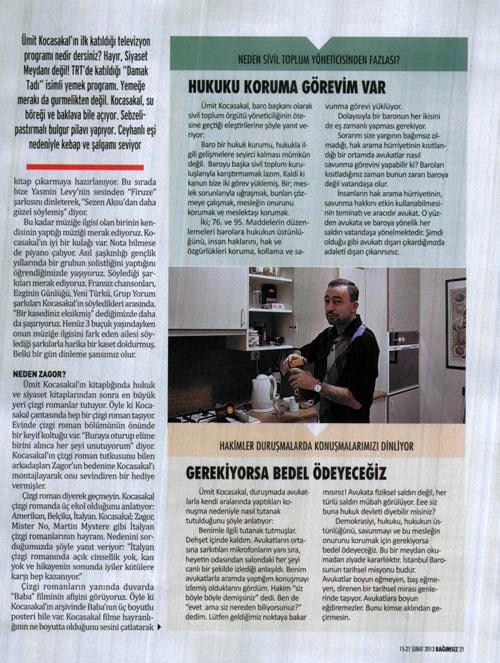 Haftalık ‘Bağımsız’ Dergisinde Başkan Kocasakal’In Röportajı

 - 11