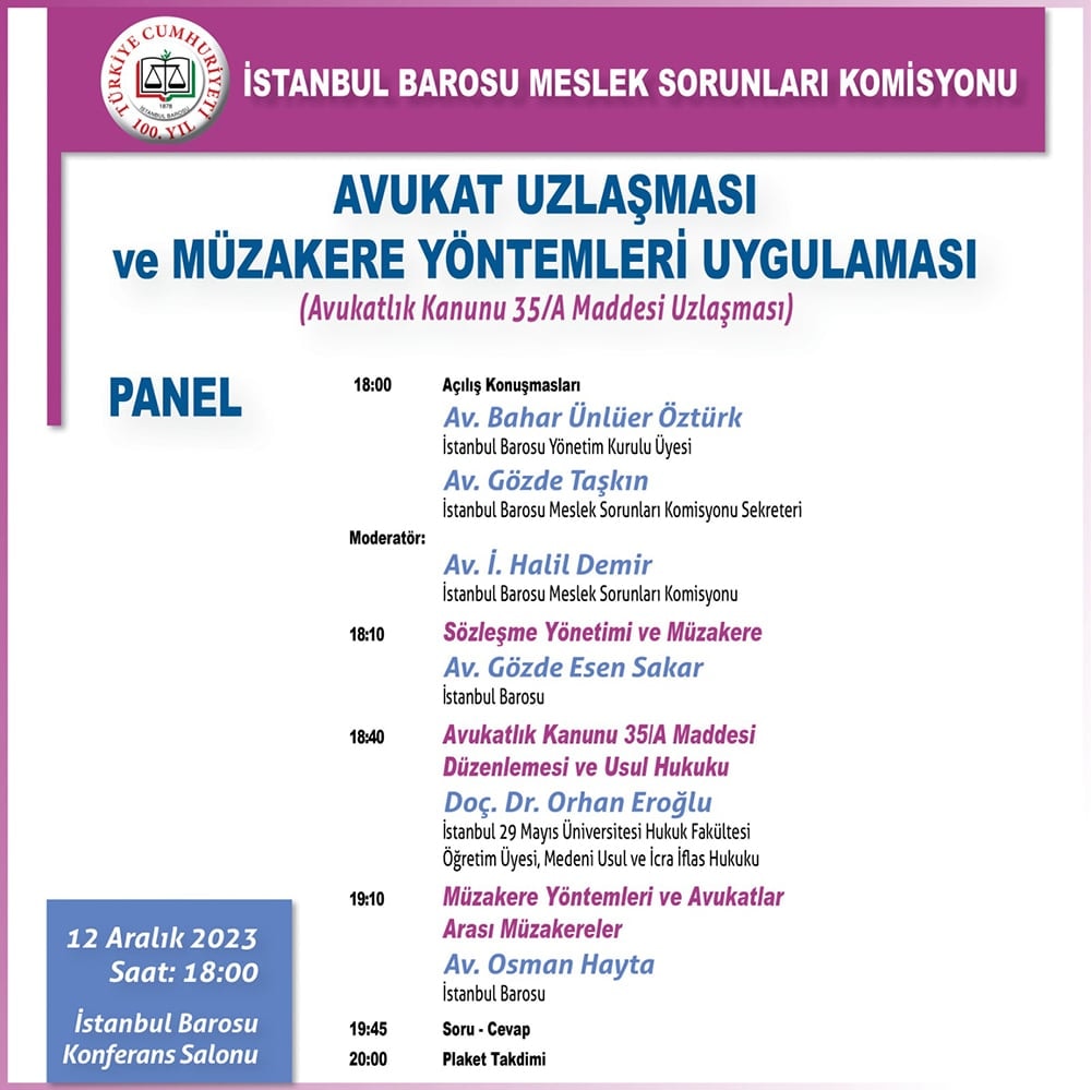 Avukatlık Uzlaşması ve Müzakere Yöntemleri Uygulaması