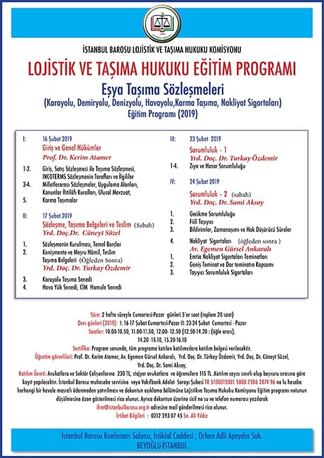 Lojistik ve Taşıma Hukuku Eğitim Programı