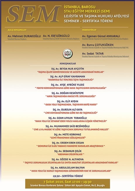 TELAFİ : Lojistik ve Taşıma Hukuku Atölyesi