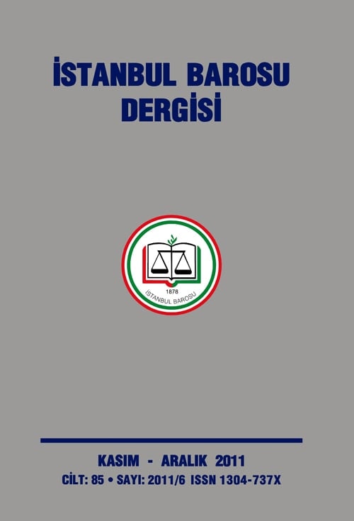 İstanbul Barosu Dergisi 2011/6 Kasım-Aralık Sayısı Çıktı - 1