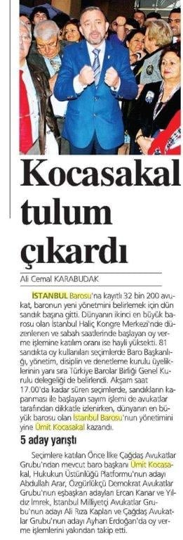 Ümit Kocasakal İstanbul Barosu Başkanlığına Yeniden Seçildi 

 - 436