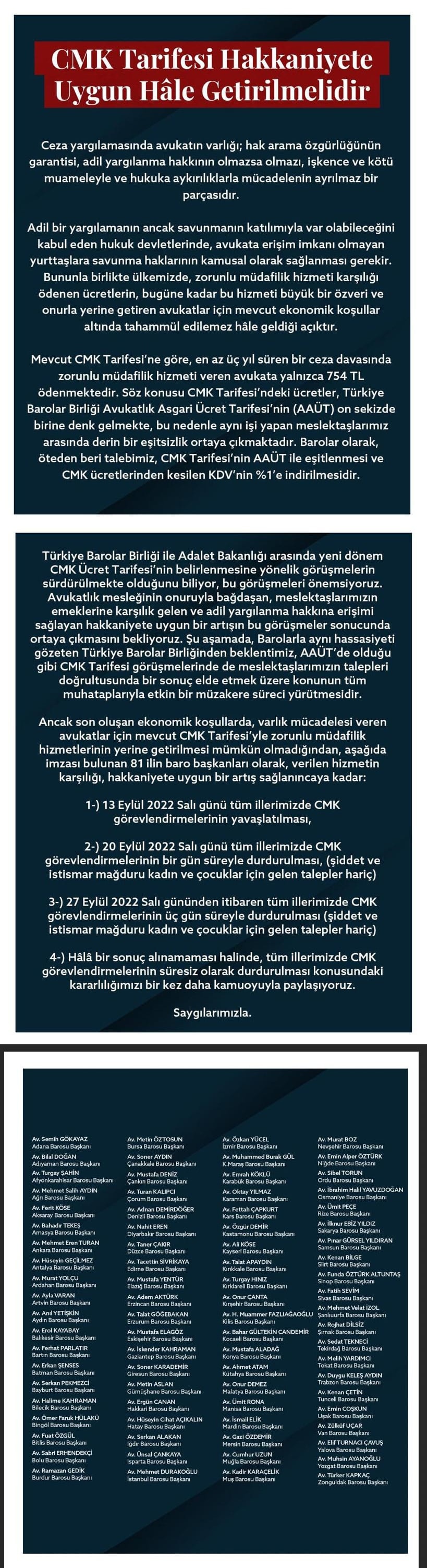 CMK Tarifesi Hakkaniyete Uygun Hale Getirilmelidir