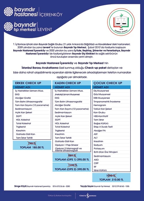 Bayındır Hastaneleri Avukatlara İndirimli Check-Up Hizmeti Sunuyor

 - 1