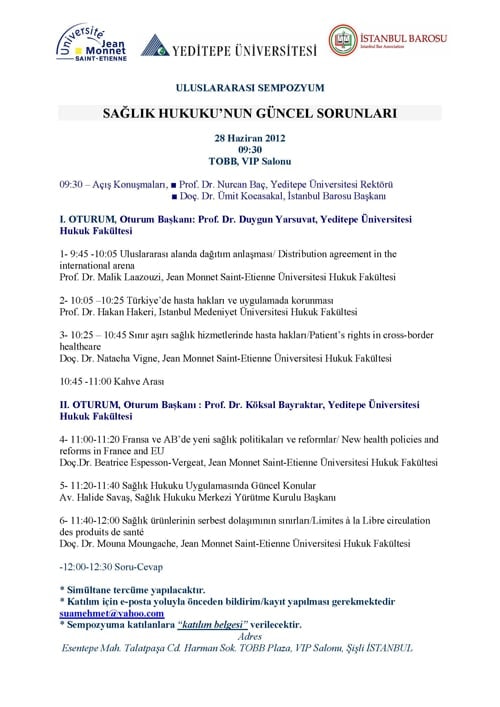 Sağlık Hukukunun Güncel Sorunları
 - 1
